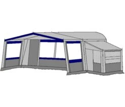 Te Velde Voortent De Vaart Standaard 310 Cm. -Buitenkampeer Winkel te velde voortenten met uitbouw en luifel de vaart standaard blauw33